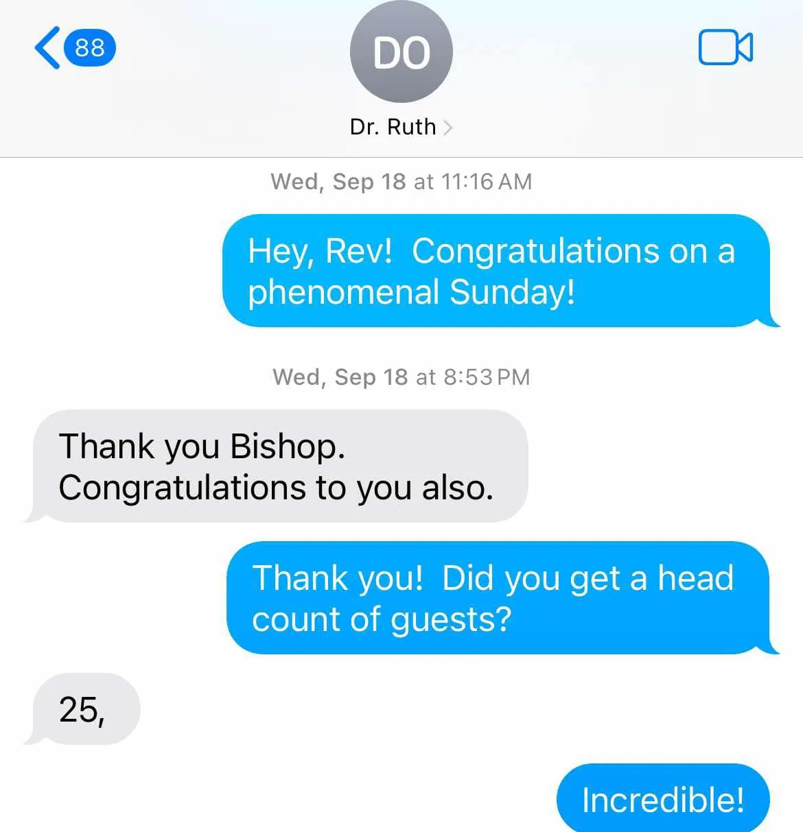 Results text message screenshot