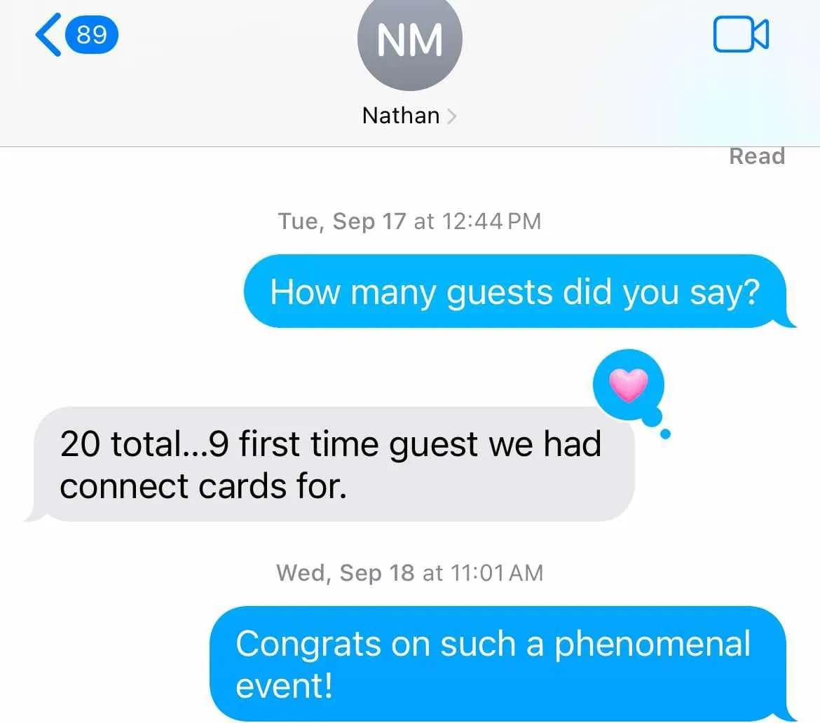Results text message screenshot