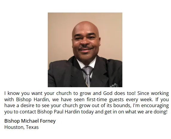 Testimonial from Bishop Michael Forney, Houston, Texas
